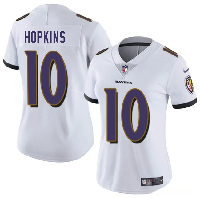 Women's Baltimore Ravens #10 DeAndre Hopkins White Vapor Football Jersey(Run Small) Women's Baltimore Ravens #10 DeAndre Hopkins White Vapor Football Jersey(Run Small)