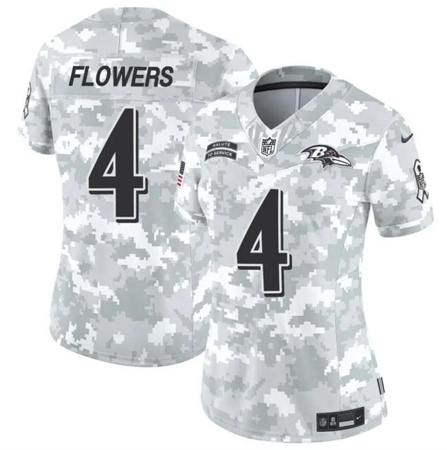 Women's Baltimore Ravens #4 Zay Flowers 2024 F.U.S.E Arctic Camo Salute To Service Limited Stitched Football Jersey(Run Small) Women's Baltimore Ravens #4 Zay Flowers 2024 F.U.S.E Arctic Camo Salute To Service Limited Stitched Football Jersey(Run Small)