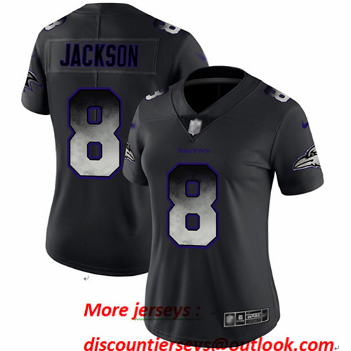 Ravens #8 Lamar Jackson Black Women's Stitched Football Vapor Untouchable Limited Smoke Fashion Jersey Ravens #8 Lamar Jackson Black Women's Stitched Football Vapor Untouchable Limited Smoke Fashion Jersey