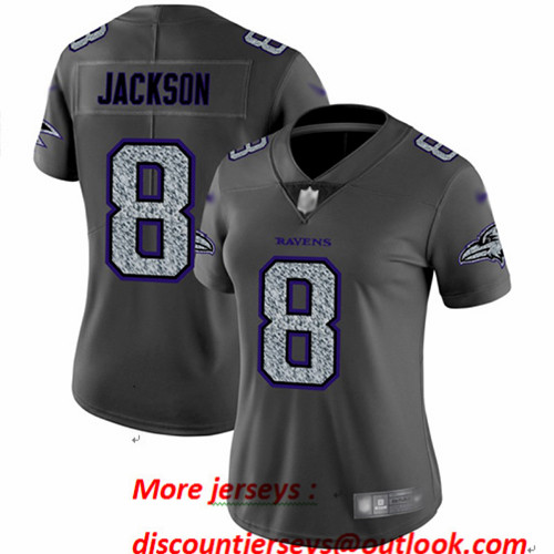 Ravens #8 Lamar Jackson Gray Static Women's Stitched Football Vapor Untouchable Limited Jersey Ravens #8 Lamar Jackson Gray Static Women's Stitched Football Vapor Untouchable Limited Jersey