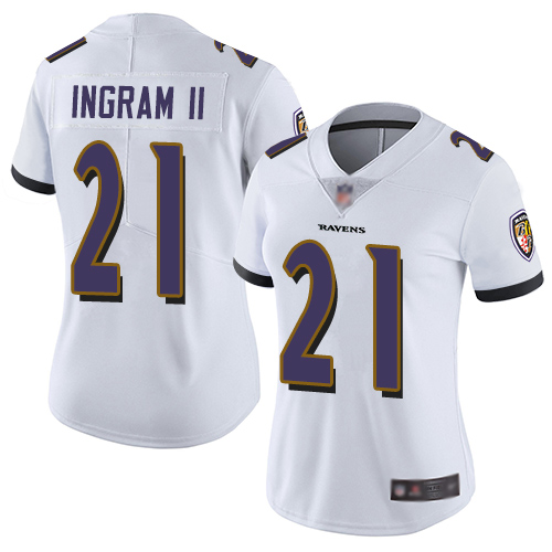 Ravens #21 Mark Ingram II White Women's Stitched Football Vapor Untouchable Limited Jersey Ravens #21 Mark Ingram II White Women's Stitched Football Vapor Untouchable Limited Jersey