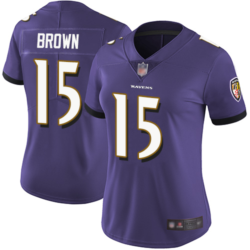 Ravens #15 Marquise Brown Purple Team Color Women's Stitched Football Vapor Untouchable Limited Jersey Ravens #15 Marquise Brown Purple Team Color Women's Stitched Football Vapor Untouchable Limited Jersey