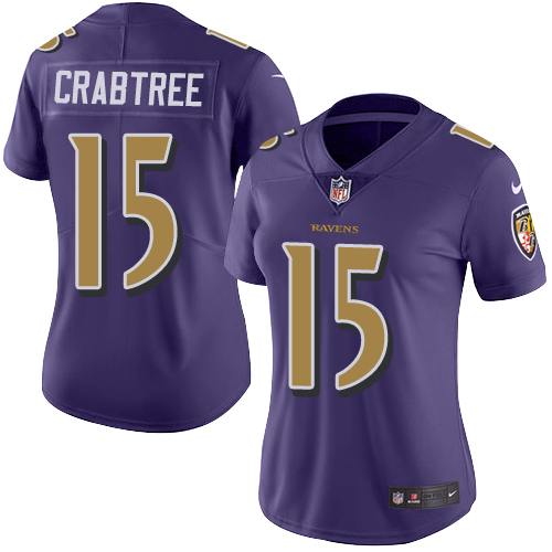 Nike Ravens #15 Michael Crabtree Purple Women's Stitched NFL Limited Rush Jersey Nike Ravens #15 Michael Crabtree Purple Women's Stitched NFL Limited Rush Jersey