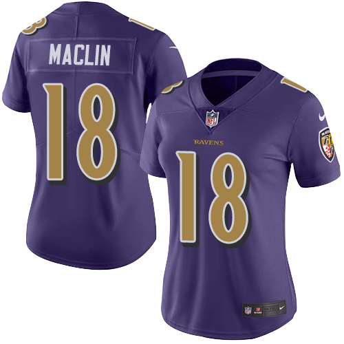 Nike Ravens #18 Jeremy Maclin Purple Women's Stitched NFL Limited Rush Jersey Nike Ravens #18 Jeremy Maclin Purple Women's Stitched NFL Limited Rush Jersey