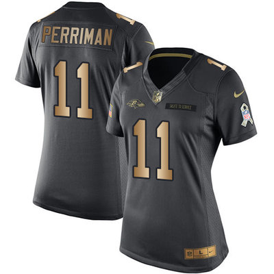 Nike Ravens #11 Breshad Perriman Black Women's Stitched NFL Limited Gold Salute to Service Jersey Nike Ravens #11 Breshad Perriman Black Women's Stitched NFL Limited Gold Salute to Service Jersey