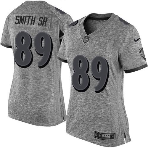 Nike Ravens #89 Steve Smith Sr Gray Women's Stitched NFL Limited Gridiron Gray Jersey Nike Ravens #89 Steve Smith Sr Gray Women's Stitched NFL Limited Gridiron Gray Jersey
