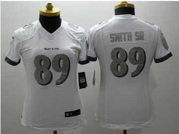 Women Nike Ravens #89 Steve Smith Sr White Stitched NFL Limited Platinum Jersey Women Nike Ravens #89 Steve Smith Sr White Stitched NFL Limited Platinum Jersey