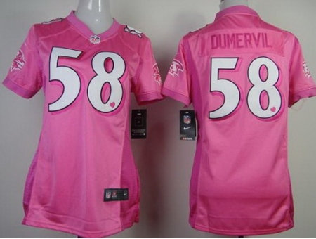 Women NEW Baltimore Ravens 58 Elvis Dumervil Pink Love NFL Jerseys Women NEW Baltimore Ravens 58 Elvis Dumervil Pink Love NFL Jerseys