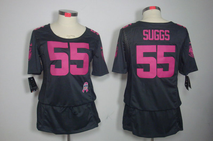 Womens NEW Baltimore Ravens 55 Terrell Suggs Elite breast Cancer Awareness Dark grey Jerseys Womens NEW Baltimore Ravens 55 Terrell Suggs Elite breast Cancer Awareness Dark grey Jerseys