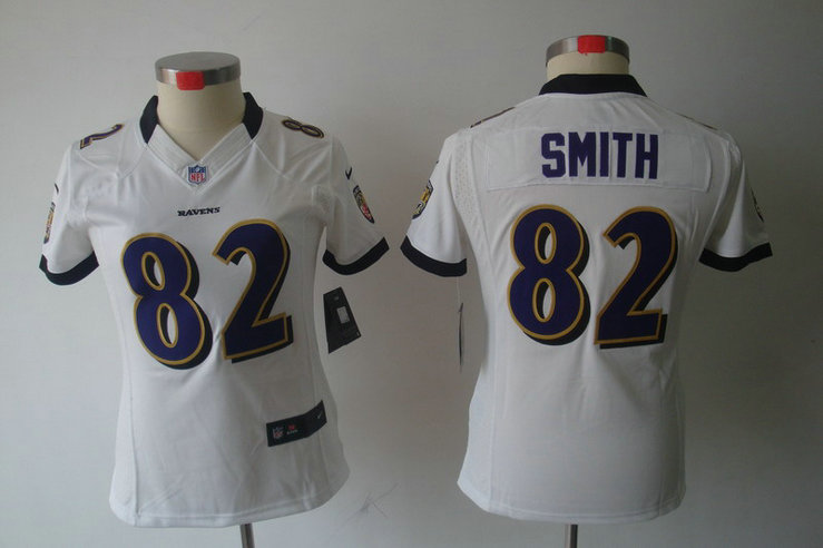 Women NEW Baltimore Ravens 82 Torrey Smith White Jerseys