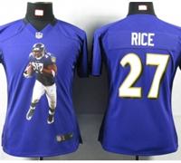 Nike Women Baltimore Ravens #27 Rice Purple Portrait Fashion Game Jerseys