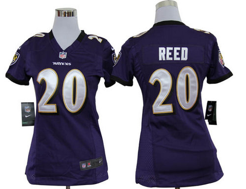 Women''s Nike Baltimore Ravens 20 Ed Reed Game Team Color Jerseys