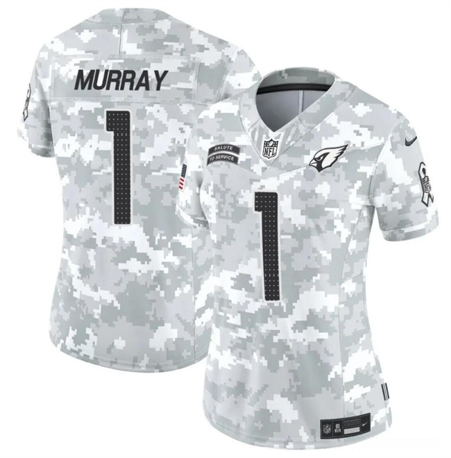 Women's Arizona Cardinals #1 Kyler Murray 2024 F.U.S.E Arctic Camo Salute To Service Limited Stitched Football Jersey(Run Small) Women's Arizona Cardinals #1 Kyler Murray 2024 F.U.S.E Arctic Camo Salute To Service Limited Stitched Football Jersey(Run Small)
