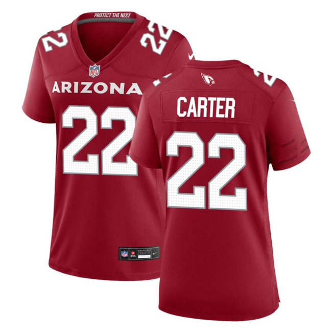 Women's Arizona Cardinals #22 Michael Carter Red 2023 Stitched Jersey(Run Small) Women's Arizona Cardinals #22 Michael Carter Red 2023 Stitched Jersey(Run Small)