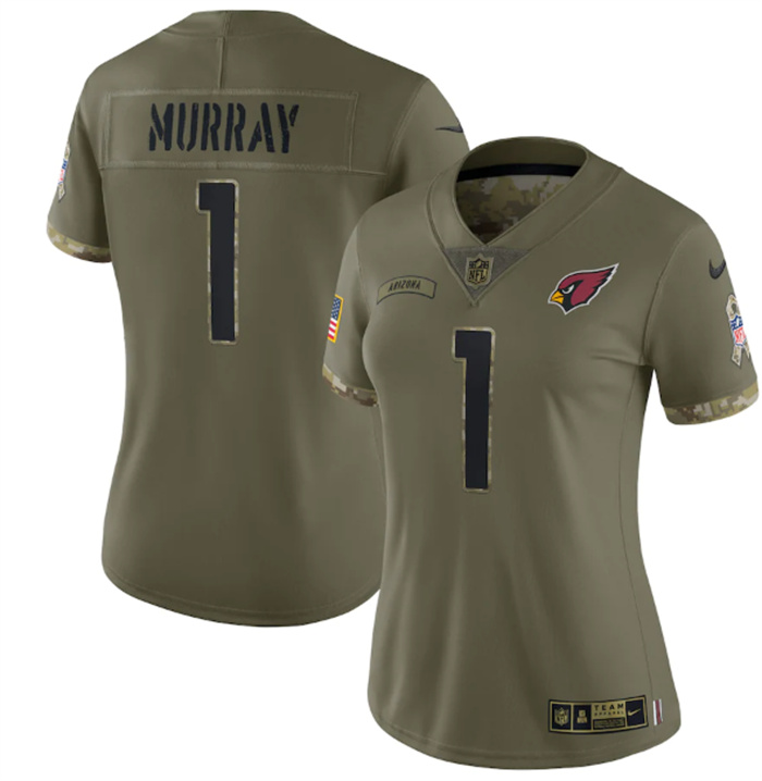 Women's Arizona Cardinals #1 Kyler Murray 2022 Olive Salute To Service Limited Stitched Jersey(Run Small) Women's Arizona Cardinals #1 Kyler Murray 2022 Olive Salute To Service Limited Stitched Jersey(Run Small)