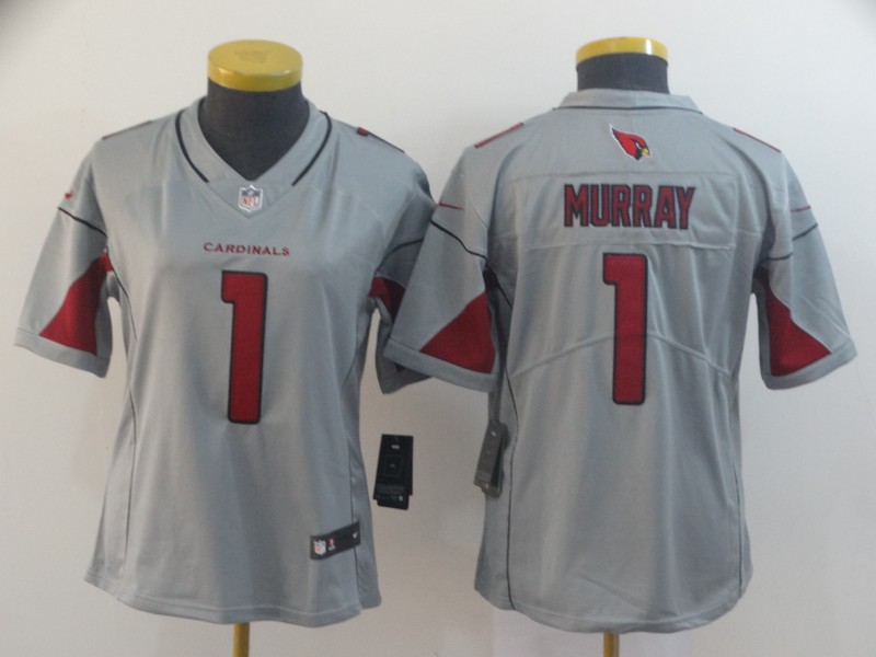 Women Nike Cardinals 1 Kyler Murray Silver Women Inverted Legend Jersey Women Nike Cardinals 1 Kyler Murray Silver Women Inverted Legend Jersey