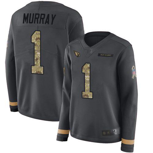 Cardinals #1 Kyler Murray Anthracite Salute to Service Women's Stitched Football Limited Therma Long Sleeve Jersey Cardinals #1 Kyler Murray Anthracite Salute to Service Women's Stitched Football Limited Therma Long Sleeve Jersey