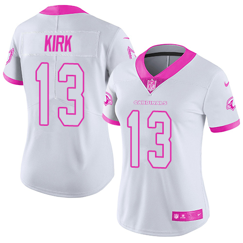 Nike Cardinals #13 Christian Kirk White Pink Women's Stitched NFL Limited Rush Fashion Jersey Nike Cardinals #13 Christian Kirk White Pink Women's Stitched NFL Limited Rush Fashion Jersey