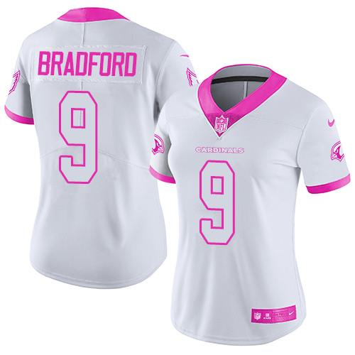 Nike Cardinals #9 Sam Bradford White Pink Women's Stitched NFL Limited Rush Fashion Jersey Nike Cardinals #9 Sam Bradford White Pink Women's Stitched NFL Limited Rush Fashion Jersey