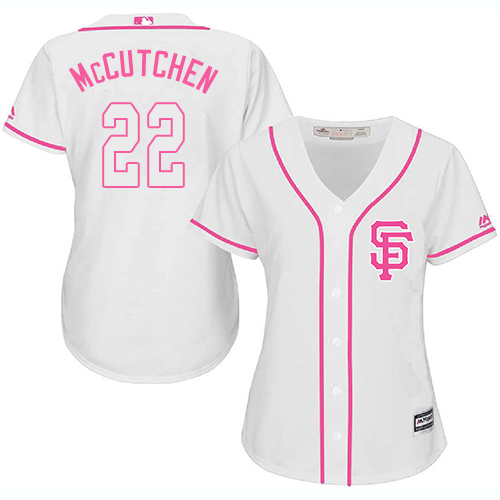 Giants #22 Andrew McCutchen White Pink Fashion Women's Stitched MLB Jersey
