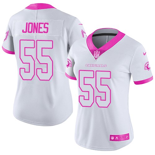 Nike Cardinals #55 Chandler Jones White Pink Women's Stitched NFL Limited Rush Fashion Jersey
