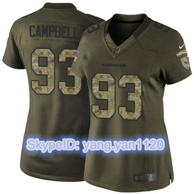 Nike Cardinals #93 Calais Campbell Green Women's Stitched NFL Limited Salute to Service Jersey