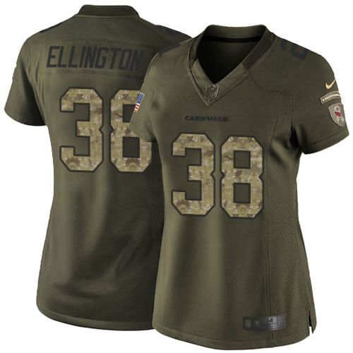 Nike Cardinals #38 Andre Ellington Green Women's Stitched NFL Limited Salute to Service Jersey