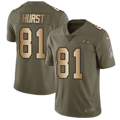Nike Ravens 81 Hayden Hurst Olive Gold Youth Stitched Salute To Service Limited Jersey Nike Ravens 81 Hayden Hurst Olive Gold Youth Stitched Salute To Service Limited Jersey