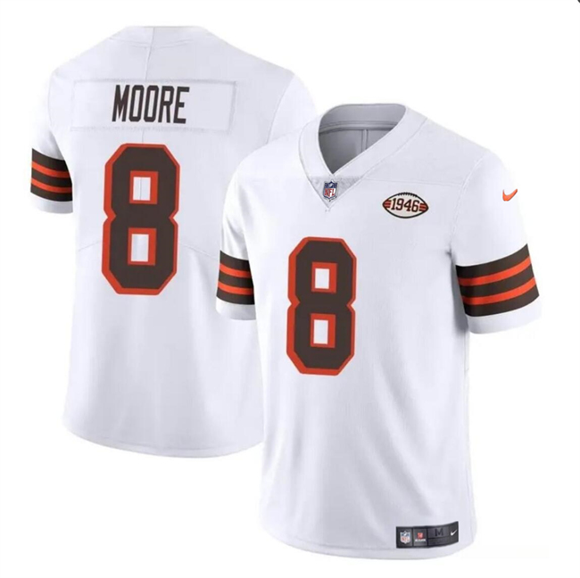 Youth Cleveland Browns #8 Elijah Moore White 1946 Collection Vapor Limited Stitched Football Jersey Youth Cleveland Browns #8 Elijah Moore White 1946 Collection Vapor Limited Stitched Football Jersey