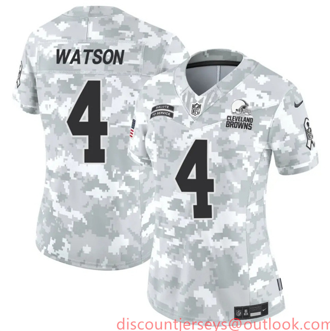 Women's Cleveland Browns #4 Deshaun Watson 2024 F.U.S.E Arctic Camo Salute To Service Limited Stitched Jersey(Run Small) Women's Cleveland Browns #4 Deshaun Watson 2024 F.U.S.E Arctic Camo Salute To Service Limited Stitched Jersey(Run Small)