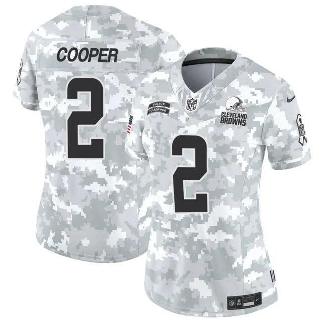 Women's Cleveland Browns #2 Amari Cooper 2024 F.U.S.E Arctic Camo Salute To Service Limited Stitched Jersey(Run Small) Women's Cleveland Browns #2 Amari Cooper 2024 F.U.S.E Arctic Camo Salute To Service Limited Stitched Jersey(Run Small)