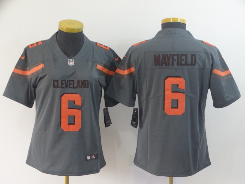 Women Nike Browns 6 Baker Mayfield Gray Women Inverted Legend Limited Jersey Women Nike Browns 6 Baker Mayfield Gray Women Inverted Legend Limited Jersey