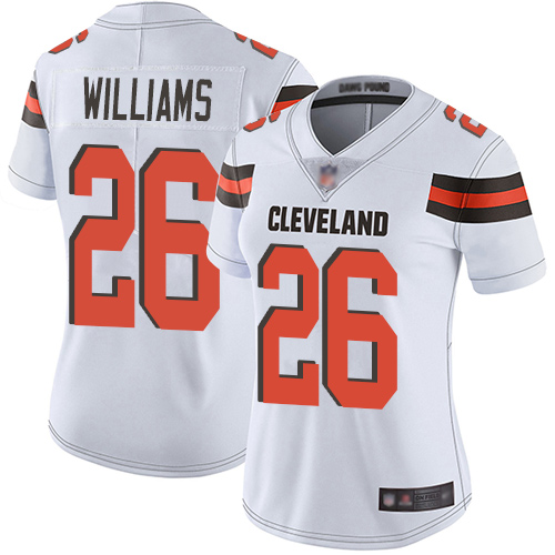 Browns #26 Greedy Williams White Women's Stitched Football Vapor Untouchable Limited Jersey Browns #26 Greedy Williams White Women's Stitched Football Vapor Untouchable Limited Jersey