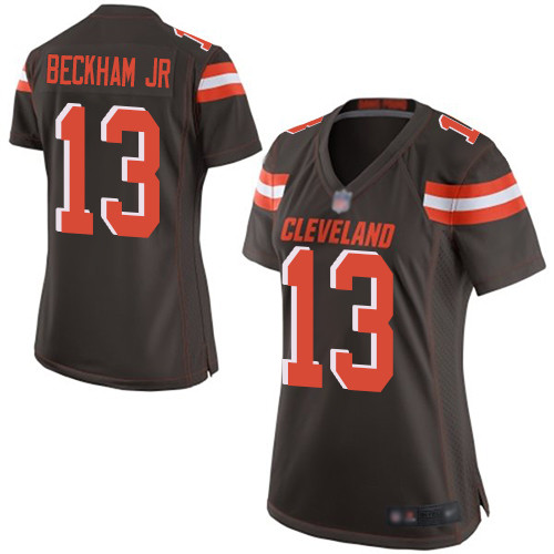 Browns #13 Odell Beckham Jr Brown Team Color Women's Stitched Football New Elite Jersey Browns #13 Odell Beckham Jr Brown Team Color Women's Stitched Football New Elite Jersey