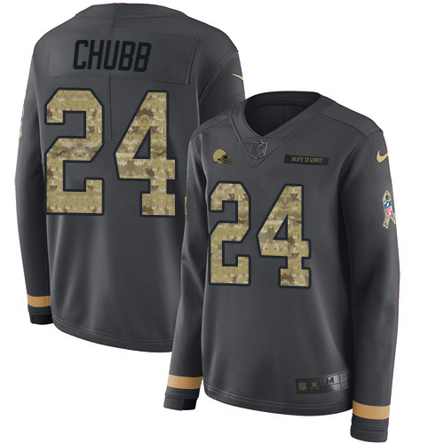 Nike Browns #24 Nick Chubb Anthracite Salute to Service Nike Browns #24 Nick Chubb Anthracite Salute to Service