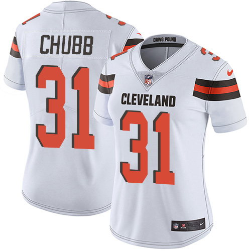 Nike Browns #31 Nick Chubb White Women's Stitched NFL Vapor Untouchable Limited Jersey Nike Browns #31 Nick Chubb White Women's Stitched NFL Vapor Untouchable Limited Jersey
