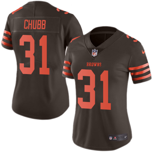 Nike Browns #31 Nick Chubb Brown Women's Stitched NFL Limited Rush Jersey Nike Browns #31 Nick Chubb Brown Women's Stitched NFL Limited Rush Jersey