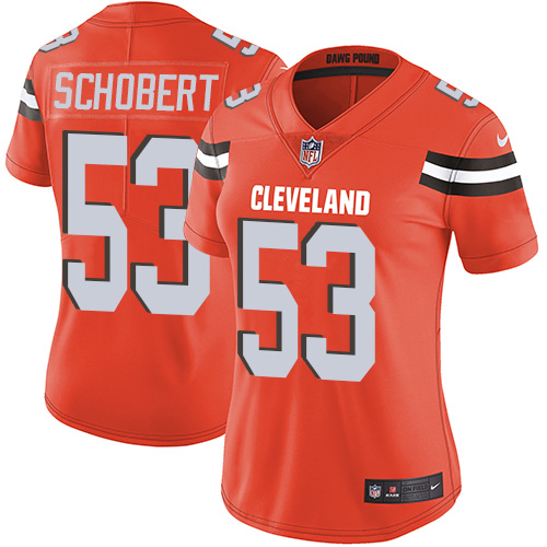 Nike Browns #53 Joe Schobert Orange Alternate Women's Stitched NFL Vapor Untouchable Limited Jersey Nike Browns #53 Joe Schobert Orange Alternate Women's Stitched NFL Vapor Untouchable Limited Jersey