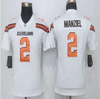 Women New Browns #2 Johnny Manziel White Stitched NFL Limited Jersey Women New Browns #2 Johnny Manziel White Stitched NFL Limited Jersey