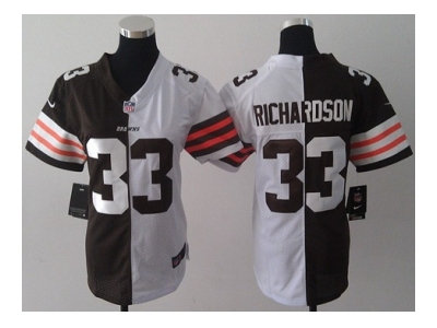 NEW Womens Cleveland Browns #33 Trent Richardson white-brown(Elite split) NEW Womens Cleveland Browns #33 Trent Richardson white-brown(Elite split)