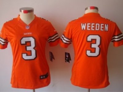 Women Cleveland Browns 3 Brandon Weeden Orange Jerseys Women Cleveland Browns 3 Brandon Weeden Orange Jerseys
