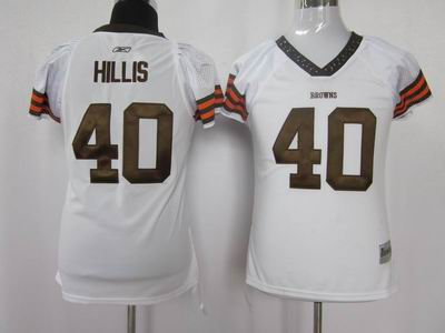 Women cleveland browns 40 HILLIS white color jersey
