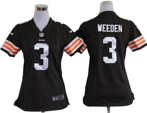 Women Nike Cleveland Browns 3 Brandon Weeden Brown Jerseys