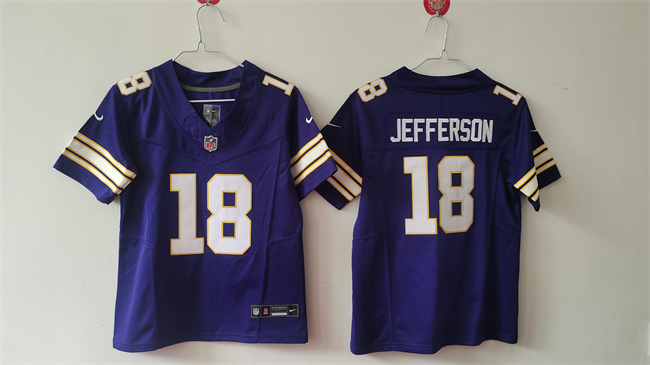Youth Minnesota Vikings #18 Justin Jefferson Purple Throwback F.U.S.E. Vapor Untouchable Limited Stitched Jersey Youth Minnesota Vikings #18 Justin Jefferson Purple Throwback F.U.S.E. Vapor Untouchable Limited Stitched Jersey