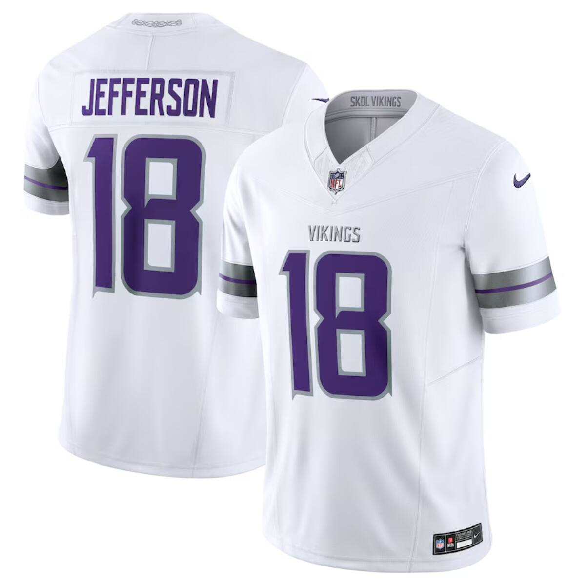 Youth Minnesota Vikings #18 Justin Jefferson White F.U.S.E. Winter Warrior Limited Stitched Jersey Youth Minnesota Vikings #18 Justin Jefferson White F.U.S.E. Winter Warrior Limited Stitched Jersey