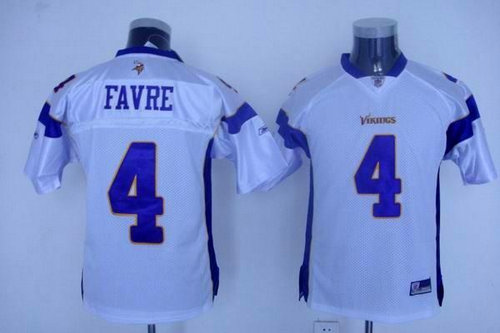 Youth Minnesota Vikings 4 Brett Favre White Jerseys