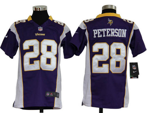 Youth Nike NFL Minnesota Vikings 28 Adrian Peterson Purple Jerseys