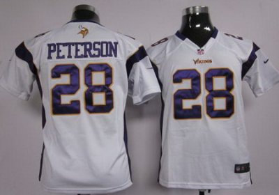 Youth Nike NFL Minnesota Vikings 28 Adrian Peterson White Jerseys