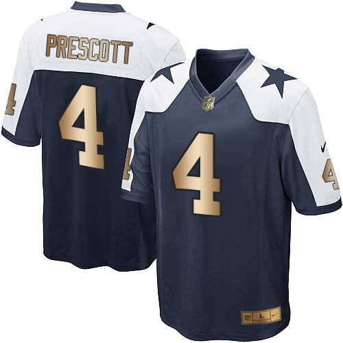 Nike Cowboys #4 Dak Prescott Navy Blue Thanksgiving Throwback Youth Stitched NFL Elite Gold Jersey Nike Cowboys #4 Dak Prescott Navy Blue Thanksgiving Throwback Youth Stitched NFL Elite Gold Jersey