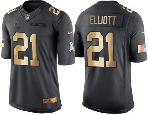 Nike Cowboys #21 Ezekiel Elliott Black Youth Stitched NFL Limited Gold Salute to Service Jersey Nike Cowboys #21 Ezekiel Elliott Black Youth Stitched NFL Limited Gold Salute to Service Jersey
